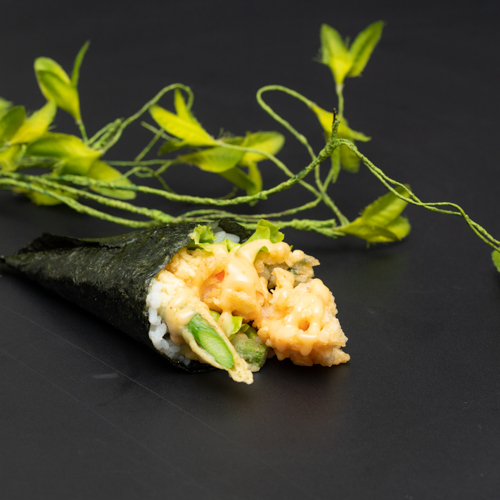 Tempura scampis asperges